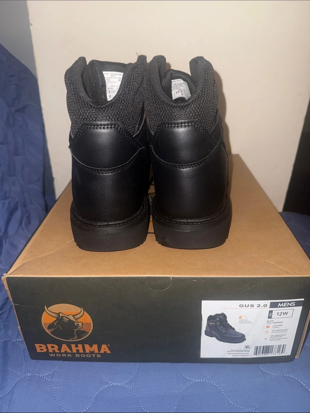 Brahma Black Men's Steel Toe Work Boots - Gus 2.0 Style-12Wide
